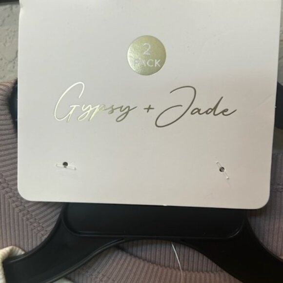 NWT Gypsy + Jade 2 Pack Mauve & Cream Fitted Ribbed Long Sleeve Tees Tops - Picture 8 of 10